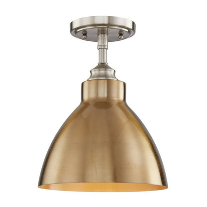 Nickel Shaded Metal Dimmable Flush Chandelier With Gold Shades