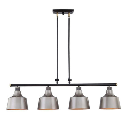Black And Gray Kitchen Island Four Light Metal Dimmable Chandelier With Gray Shades