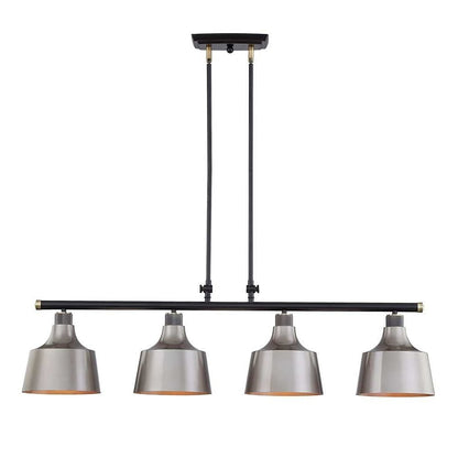Black And Gray Kitchen Island Four Light Metal Dimmable Chandelier With Gray Shades