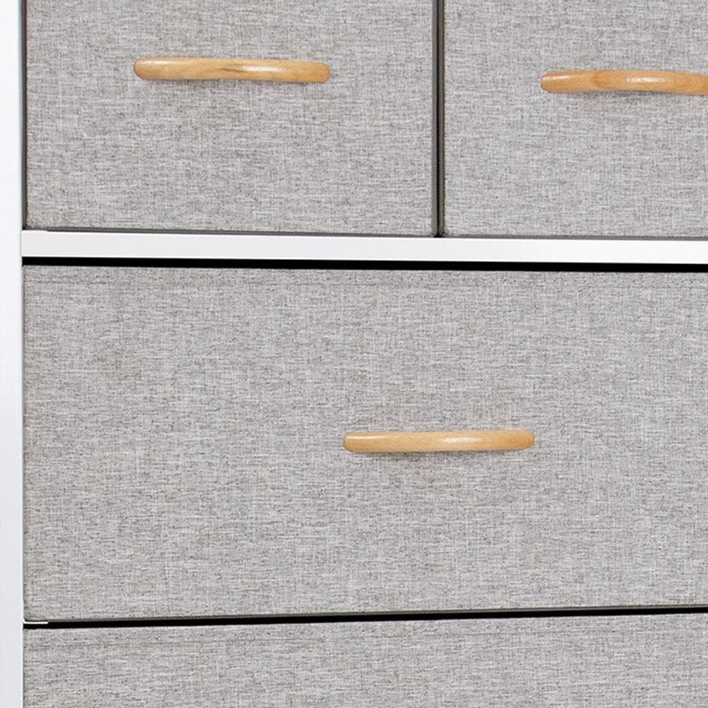 23" Gray and Black Steel and Fabric Six Drawer Chest