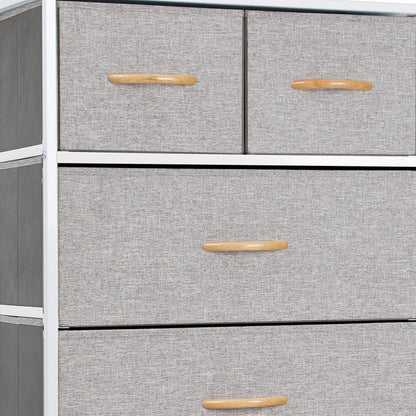 23" Gray and Black Steel and Fabric Six Drawer Chest