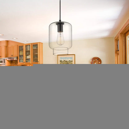 Black Candle Style Metal Dimmable Chandelier With Clear Shades