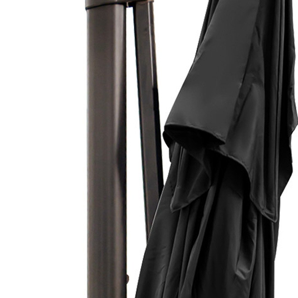 8" Black Polyester Rectangular Tilt Cantilever Patio Umbrella with Stand