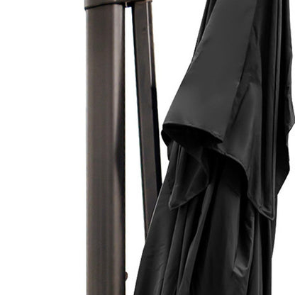 8" Black Polyester Rectangular Tilt Cantilever Patio Umbrella with Stand