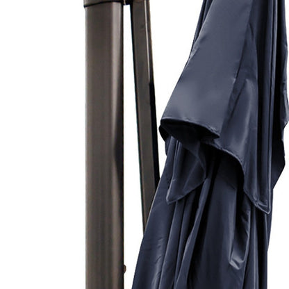 8" Navy Blue Polyester Rectangular Tilt Cantilever Patio Umbrella with Stand