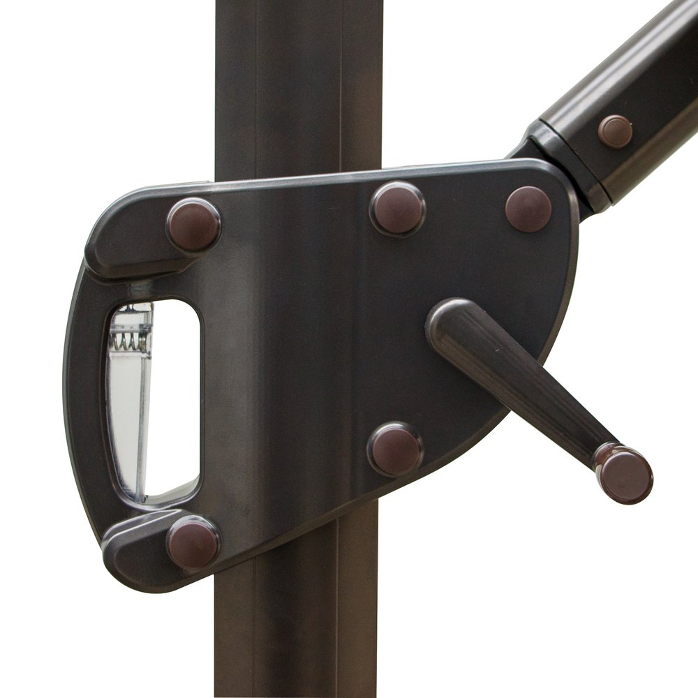 15" Black Polyester Square Tilt Cantilever Patio Umbrella with Stand