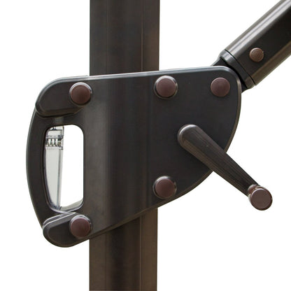 15" Black Polyester Square Tilt Cantilever Patio Umbrella with Stand