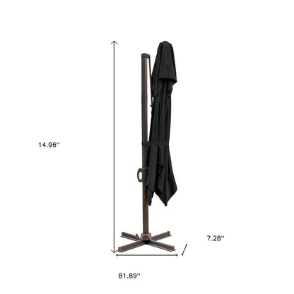15" Black Polyester Square Tilt Cantilever Patio Umbrella with Stand