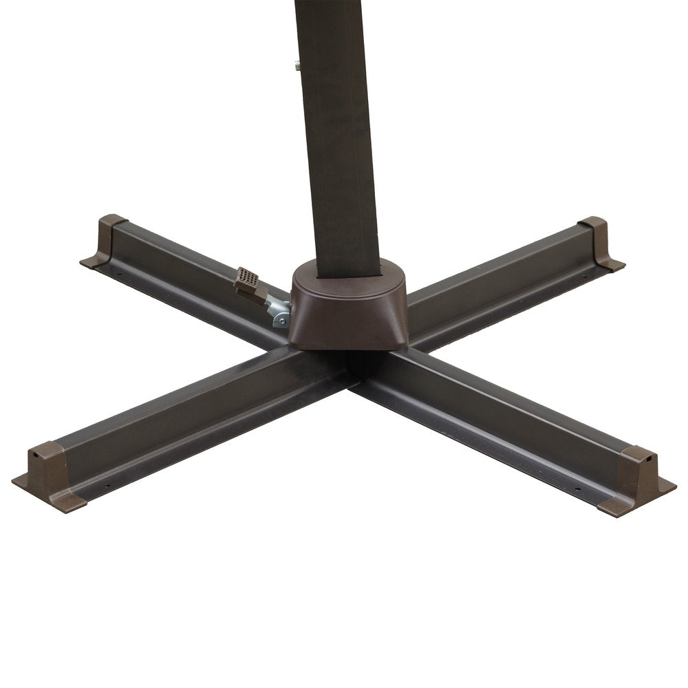 15" Gray Polyester Square Tilt Cantilever Patio Umbrella with Stand