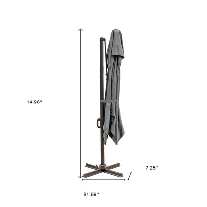 15" Gray Polyester Square Tilt Cantilever Patio Umbrella with Stand
