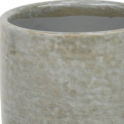 Gray Ceramic 20 Ounce Crackle Mosaic Round Distressed Pot Planter