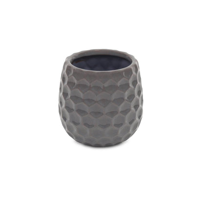 Gray Ceramic 15 Ounce Round Distressed Pot Planter