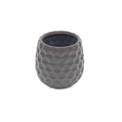 Gray Ceramic 15 Ounce Round Distressed Pot Planter