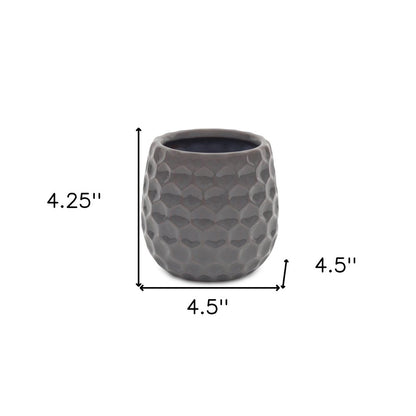 Gray Ceramic 15 Ounce Round Distressed Pot Planter