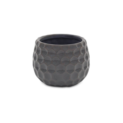 Gray Ceramic 17 Ounce Round Distressed Pot Planter