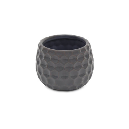 Gray Ceramic 17 Ounce Round Distressed Pot Planter