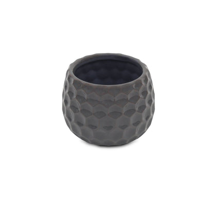 Gray Ceramic 17 Ounce Round Distressed Pot Planter