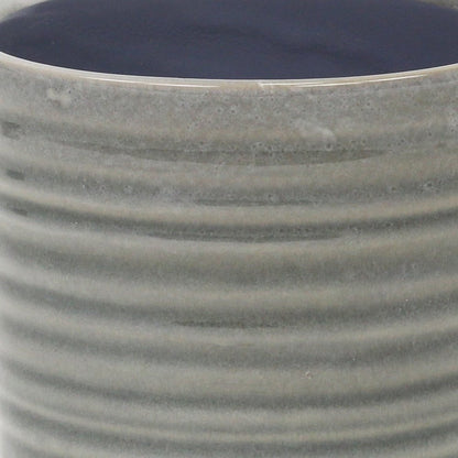 Gray Ceramic 23 Ounce Striped Round Distressed Pot Planter