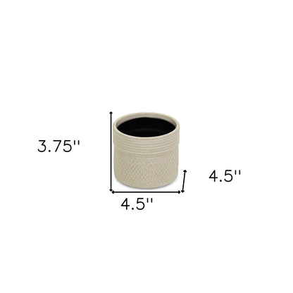 Off White Ceramic 25 Ounce Dotted Round Distressed Pot Planter