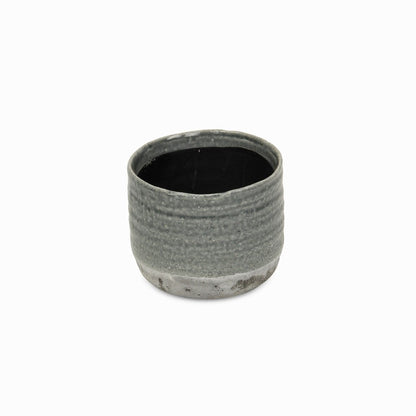 Gray Ceramic 19 Ounce Two Toned Round Distressed Pot Planter