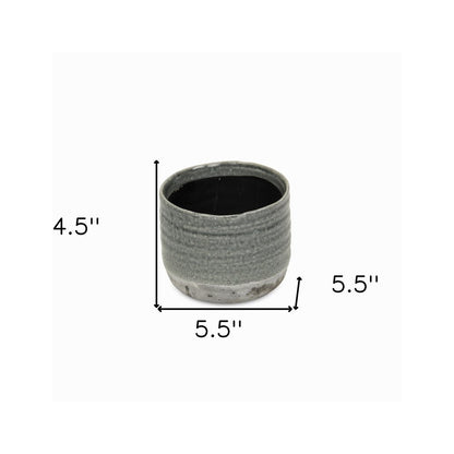Gray Ceramic 19 Ounce Two Toned Round Distressed Pot Planter