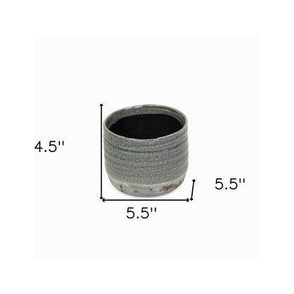 Gray Ceramic 19 Ounce Two Toned Round Distressed Pot Planter