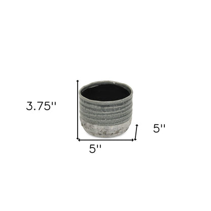 Gray Ceramic 36 Ounce Two Toned Round Distressed Pot Planter
