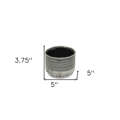 Gray Ceramic 36 Ounce Two Toned Round Distressed Pot Planter