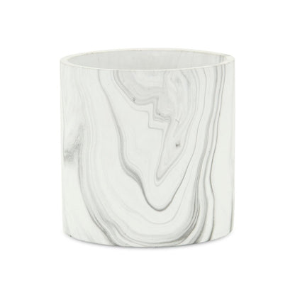5" White and Gray Marbleized Ceramic Indoor Outdoor Round Pot Planter