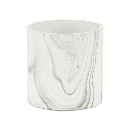 5" White and Gray Marbleized Ceramic Indoor Outdoor Round Pot Planter