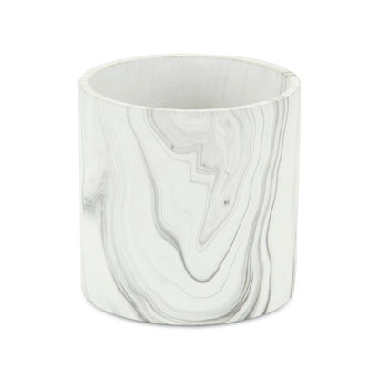 5" White and Gray Marbleized Ceramic Indoor Outdoor Round Pot Planter