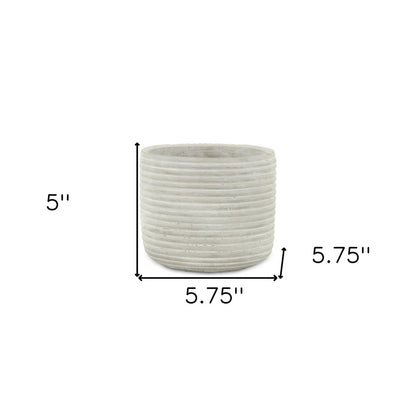 Light Gray Cement 39 Ounce Striped Round Distressed Pot Planter