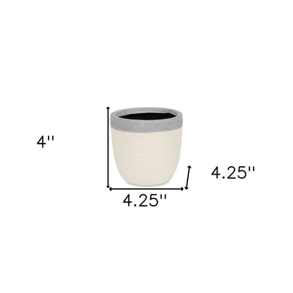 Gray And Ivory Ceramic 41 Ounce Crackle Round Distressed Pot Planter