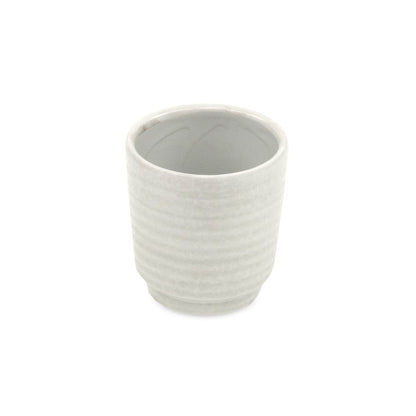 White Ceramic 15 Ounce Round Distressed Pot Planter