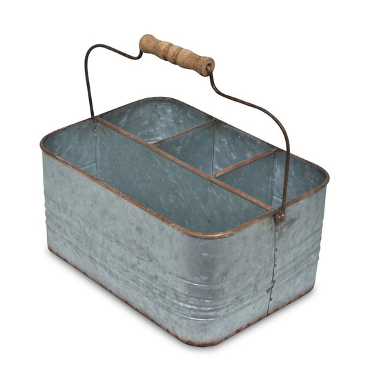 11" Gray Galvanized Metal Crate