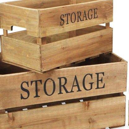 Set of Four Brown Nesting Solid Wood Crate