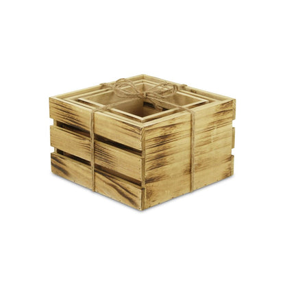 Set of Three Brown Nesting Solid Wood Crate