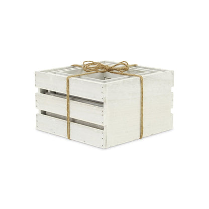 Set of Three Light Gray Nesting Solid Wood Crate