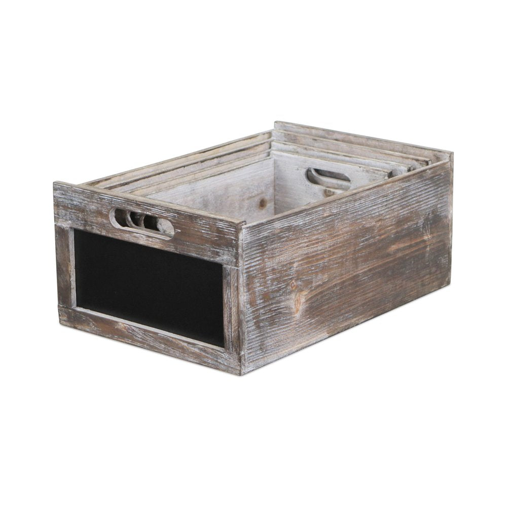 Set of Four Black And Brown Nesting Solid Wood Crate