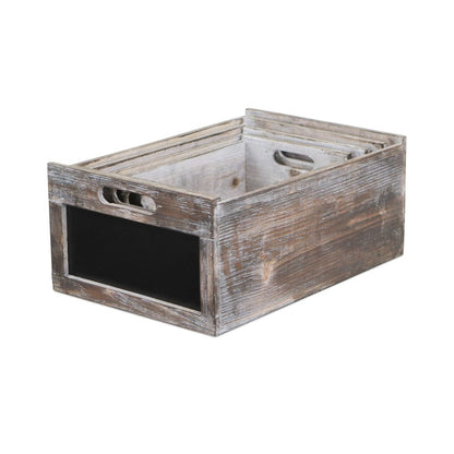 Set of Four Black And Brown Nesting Solid Wood Crate