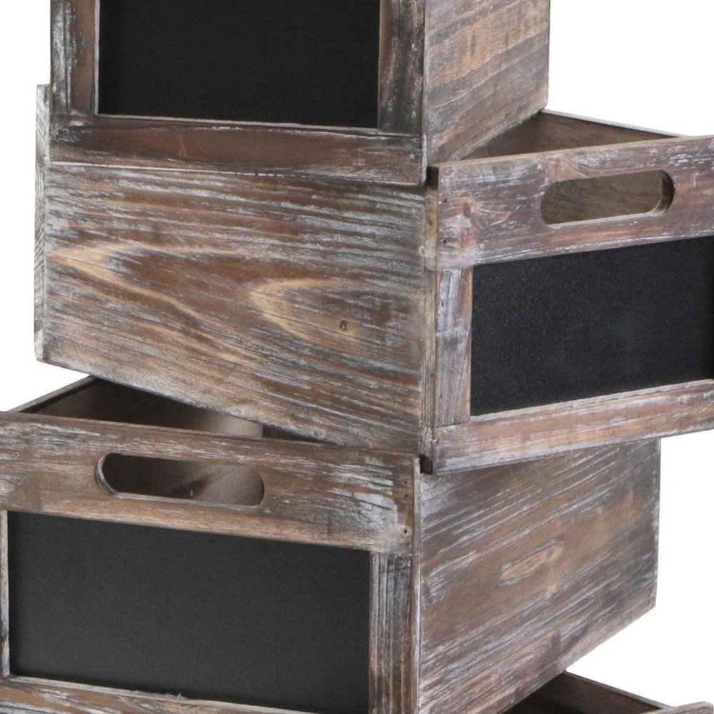Set of Four Black And Brown Nesting Solid Wood Crate