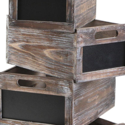 Set of Four Black And Brown Nesting Solid Wood Crate