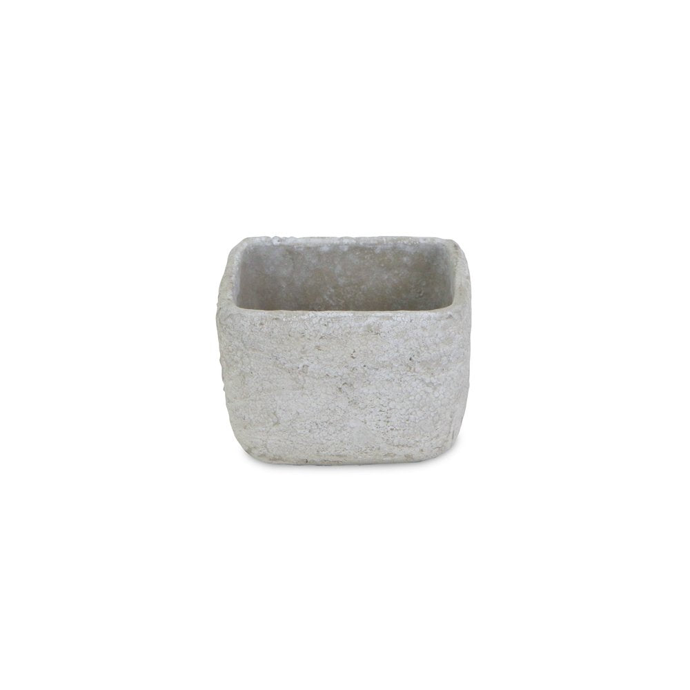 Gray Cement 6 Ounce Crackle Square Distressed Pot Planter