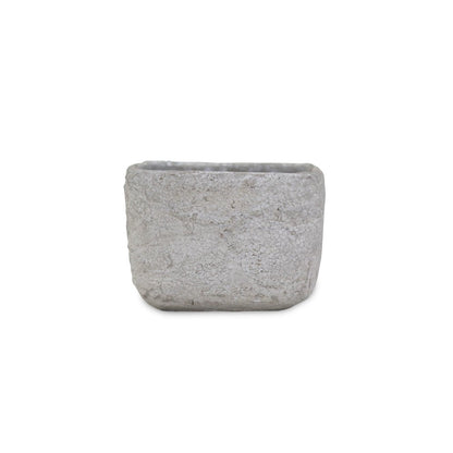 Gray Cement 6 Ounce Crackle Square Distressed Pot Planter