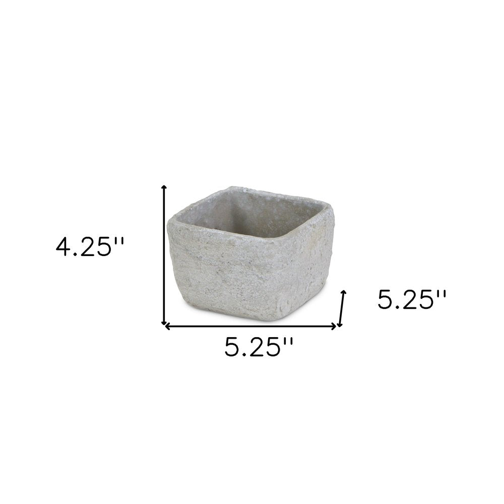 Gray Cement 6 Ounce Crackle Square Distressed Pot Planter