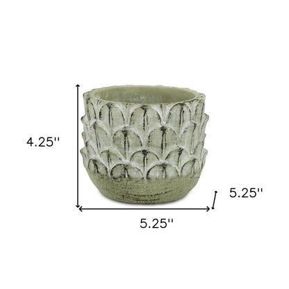 Black And Gray Cement 49 Ounce Leaf Round Distressed Pot Planter