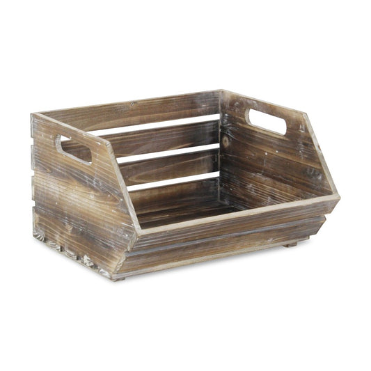 13" Natural Stackable Solid Wood Crate