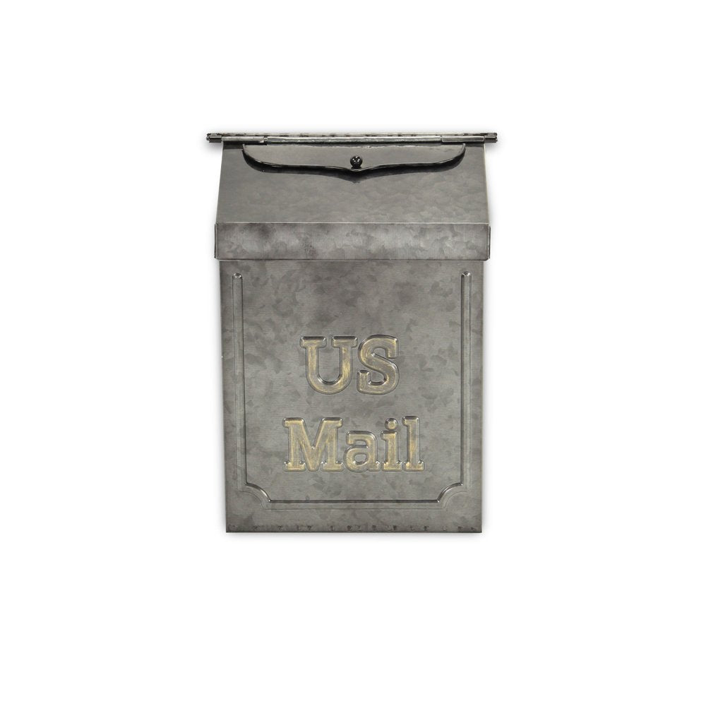 9" Gray Galvanized Metal Paper Organizer With Lid