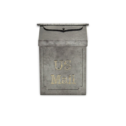9" Gray Galvanized Metal Paper Organizer With Lid