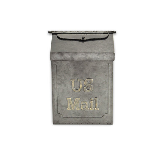 9" Gray Galvanized Metal Paper Organizer With Lid